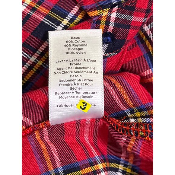 Talbots Red Plaid Polka Dot Button Front Shirt Small Cotton Rayon Blend Holiday - Picture 7 of 8
